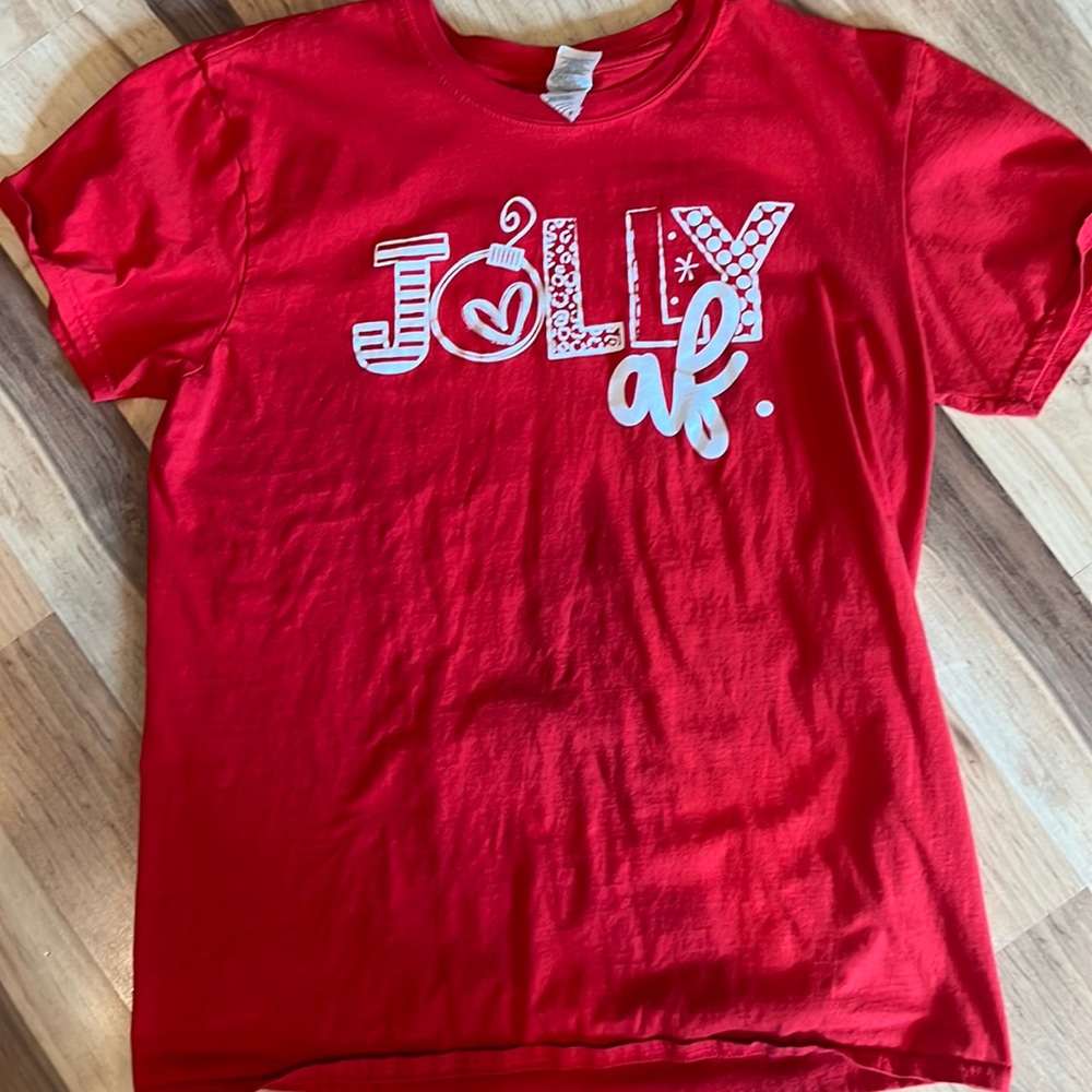 Woman’s Christmas graphic. “Jolly af”